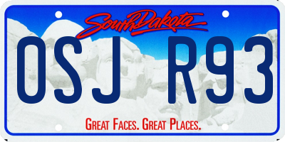 SD license plate 0SJR93