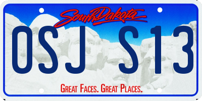 SD license plate 0SJS13