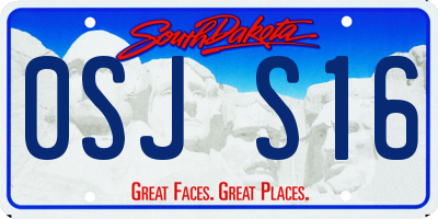 SD license plate 0SJS16