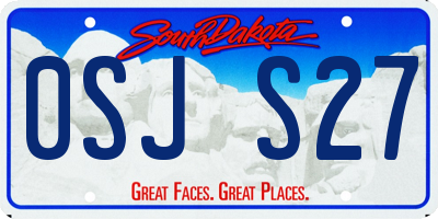 SD license plate 0SJS27