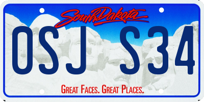 SD license plate 0SJS34
