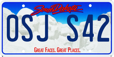 SD license plate 0SJS42