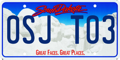 SD license plate 0SJT03