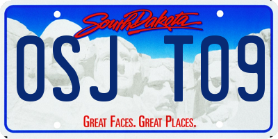 SD license plate 0SJT09