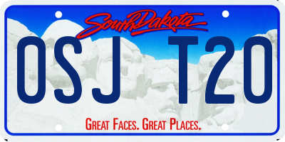 SD license plate 0SJT20