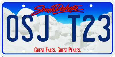 SD license plate 0SJT23