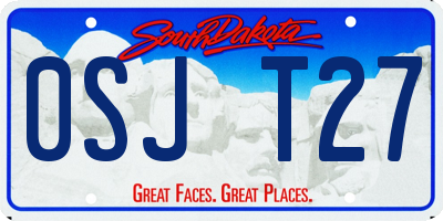 SD license plate 0SJT27