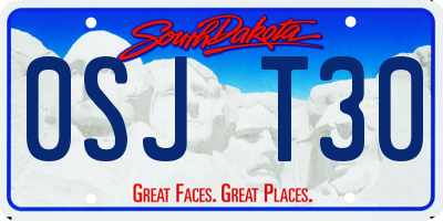 SD license plate 0SJT30