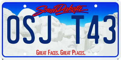 SD license plate 0SJT43