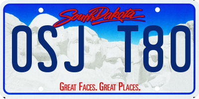 SD license plate 0SJT80