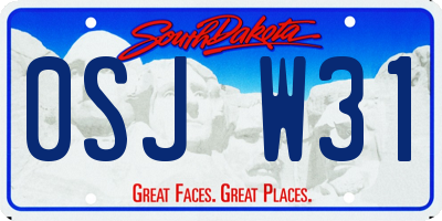 SD license plate 0SJW31