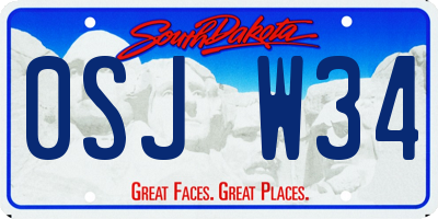 SD license plate 0SJW34