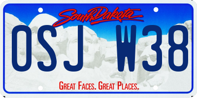 SD license plate 0SJW38