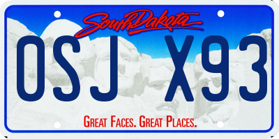 SD license plate 0SJX93