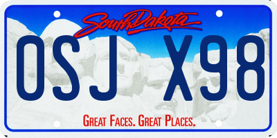 SD license plate 0SJX98