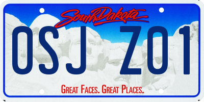 SD license plate 0SJZ01