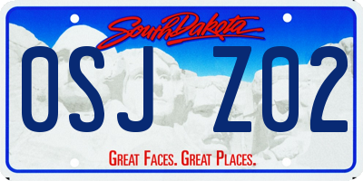 SD license plate 0SJZ02