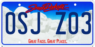 SD license plate 0SJZ03