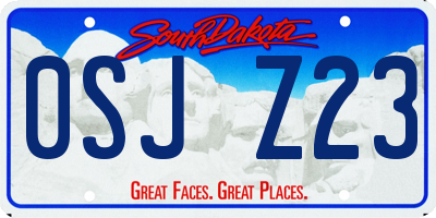 SD license plate 0SJZ23