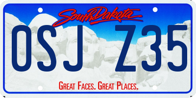 SD license plate 0SJZ35