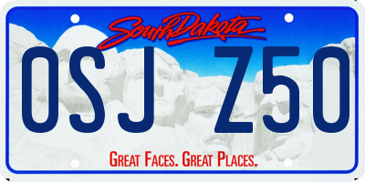SD license plate 0SJZ50