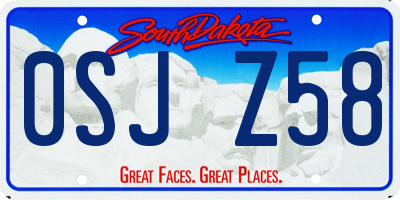 SD license plate 0SJZ58