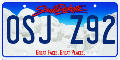 SD license plate 0SJZ92