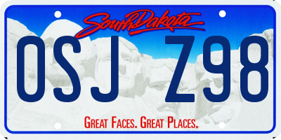 SD license plate 0SJZ98