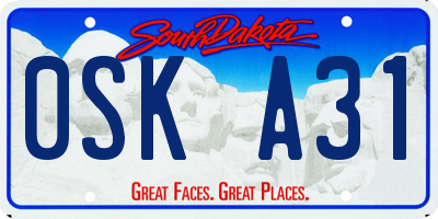 SD license plate 0SKA31