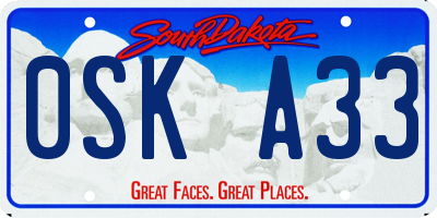 SD license plate 0SKA33