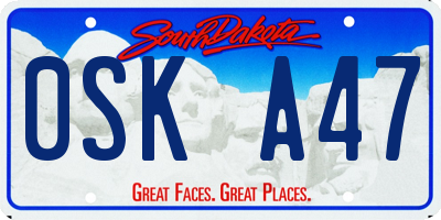 SD license plate 0SKA47