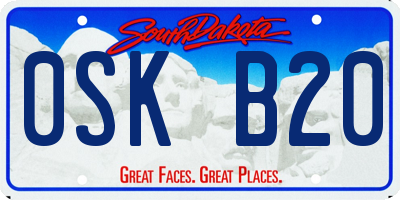 SD license plate 0SKB20