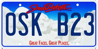 SD license plate 0SKB23