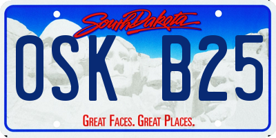 SD license plate 0SKB25