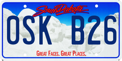 SD license plate 0SKB26