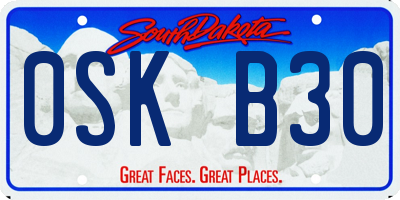 SD license plate 0SKB30
