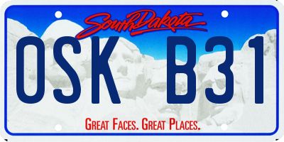 SD license plate 0SKB31