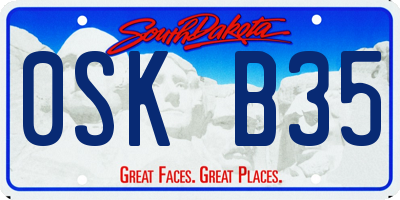 SD license plate 0SKB35
