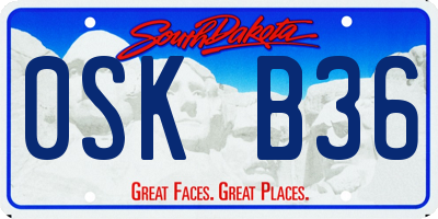 SD license plate 0SKB36