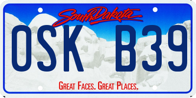 SD license plate 0SKB39