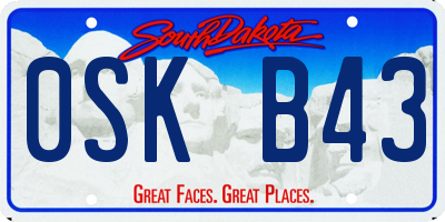 SD license plate 0SKB43