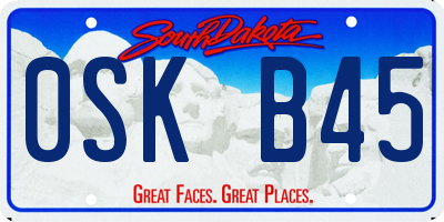 SD license plate 0SKB45