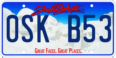SD license plate 0SKB53