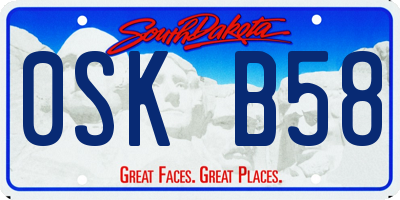 SD license plate 0SKB58