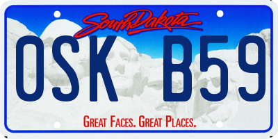SD license plate 0SKB59
