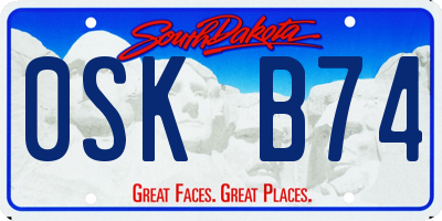 SD license plate 0SKB74