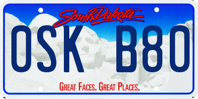 SD license plate 0SKB80