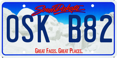 SD license plate 0SKB82