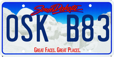 SD license plate 0SKB83