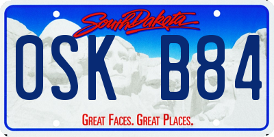 SD license plate 0SKB84